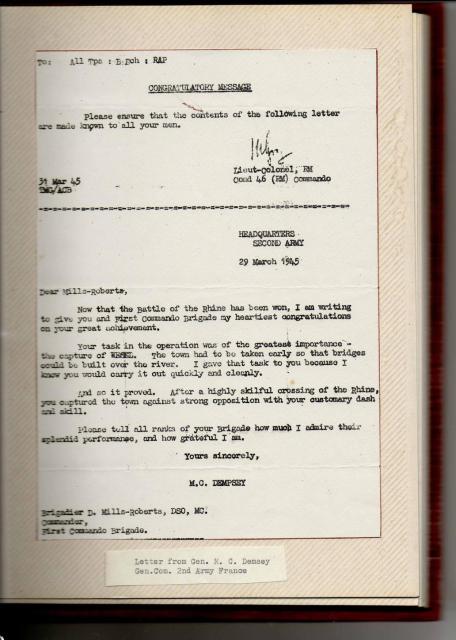 1 Commando Brigade Commendation 29th March 1945