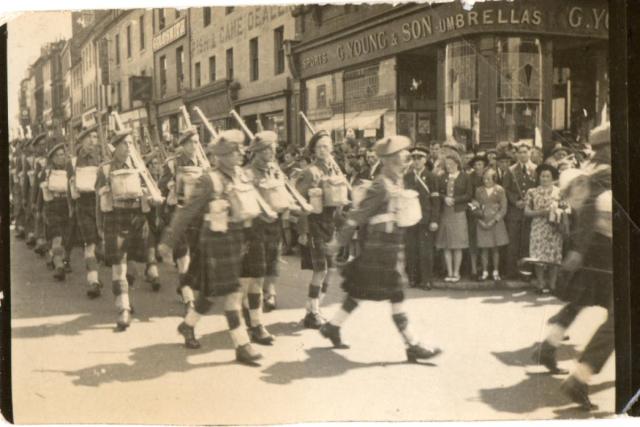 No.2 Commando 5 troop on parade  High Street, Dumfries, 28 June 1941