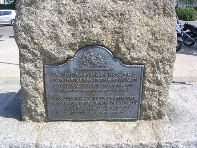 The plaque on the Operation Chariot memorial
