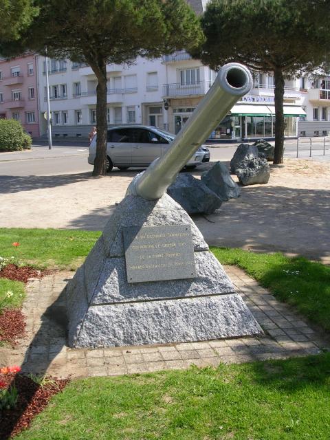 One of the gun barrels from HMS Campbeltown in St Nazaire