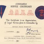 Commando Service Certificate for Daniel Rommetvedt