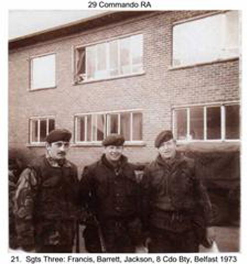 Sgt's Francis, Barrett and Harry Jackson, 8 Bty Belfast 1973