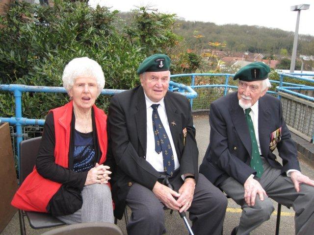 Pam and Harry Winch (No.1 Cdo) with Eric Buckmaster (No.2 Cdo).