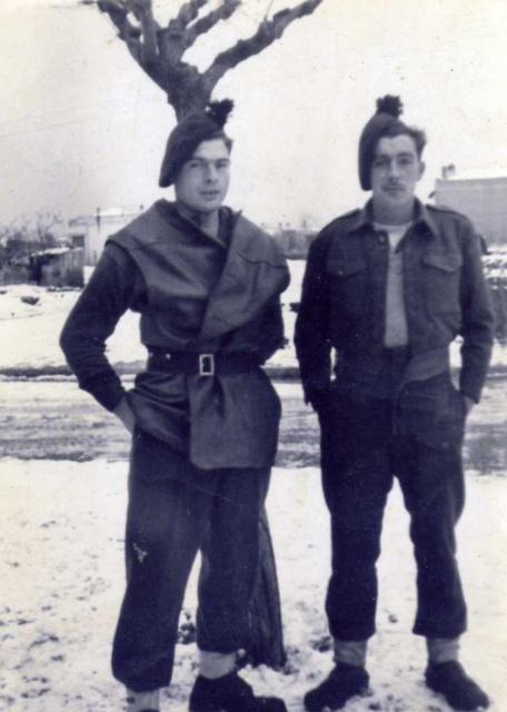 Lionel Hill and Jimmy Carten. No.9 Commando. Greece. New Years Day 1945.
