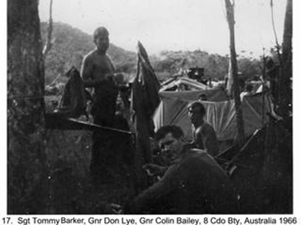 Sgt. Tommy Barker, Gnrs. Don Lye and Colin Bailey 8 Bty Australia 1966