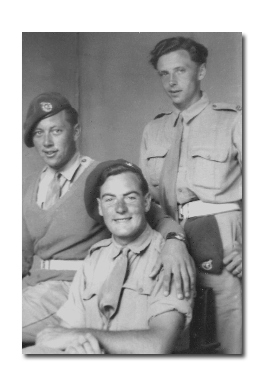 Mne's Fred Youngman, Ken Broom, & Rob Collins, 43RM Commando. Naples 1945.