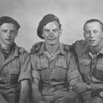Mne's Rob Collins, Ken Broom, Fred Youngman, 43RM Commando. Naples 1945.
