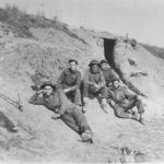Robinson Collins and others, 43RM Cdo 'E' tp.,on the South bank of River Reno, Commachio 1945.