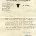 Commando Association Letter to Gerald Fitzgerald