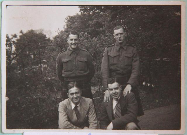 Ken McAllister, Sid Murdoch, Tom McCormack, Bill Hughes, 5 tp. No.2 Cdo., on leave 1941.