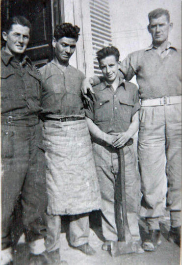 TSM Ken McAllister, Pte. P. Deary, Pte. Leslie 'Tich' Ainslie, Sgt Edward 'Tiny' Burke