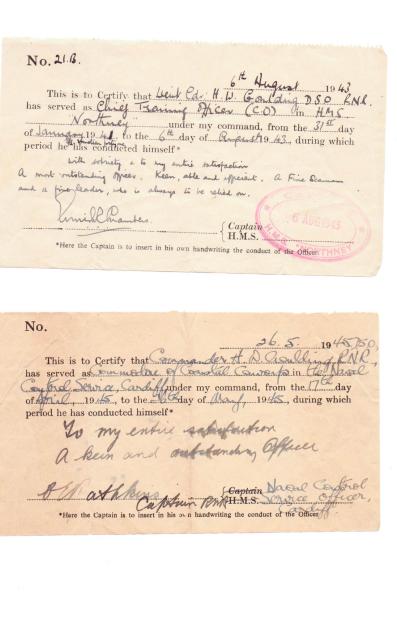 Service Documents for Cmdr. H. W. Goulding DSO RNR