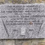 Plaque thanking the people of St Ives