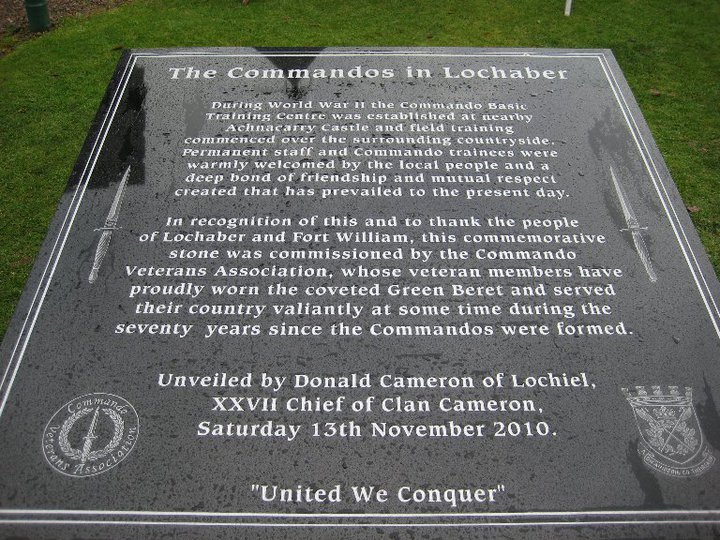 'Commandos in Lochaber' stone