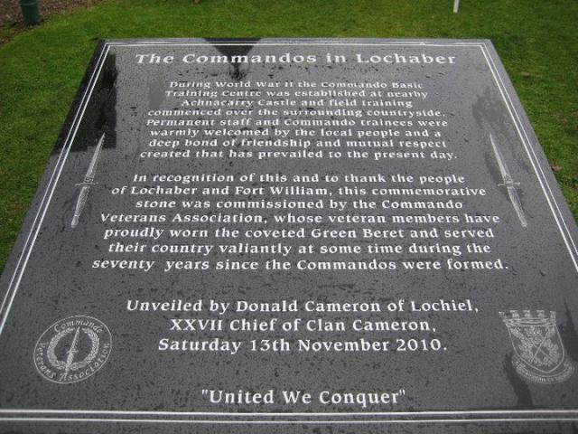 'Commandos in Lochaber' stone
