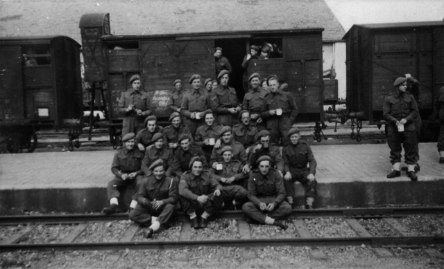 Gnr. Thomas Campbell (No.3 Cdo) and others Villeneuve Station