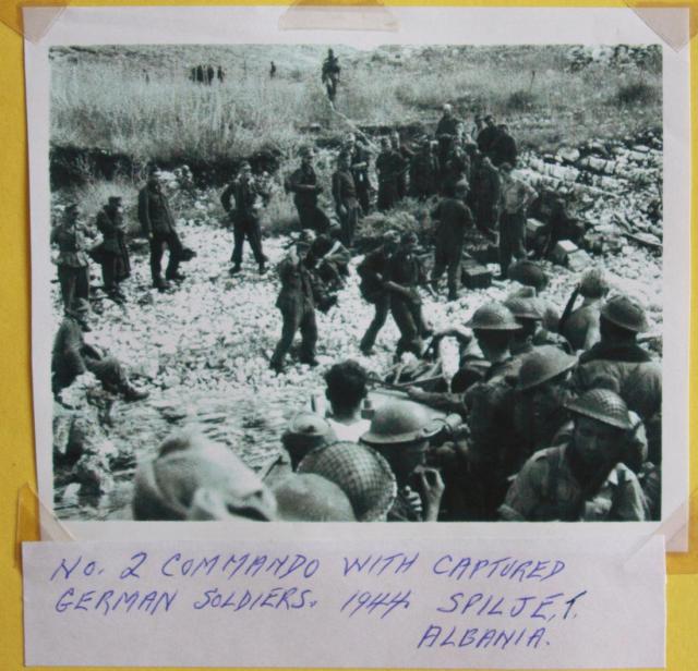 No.2 Cdos with captured German soldiers, Spilje, Albania 29th July 1944.