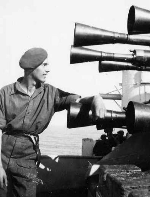 'Gash' Farrer, formerly No.2 Cdo., 1st Buffs 1948 on board HMS London