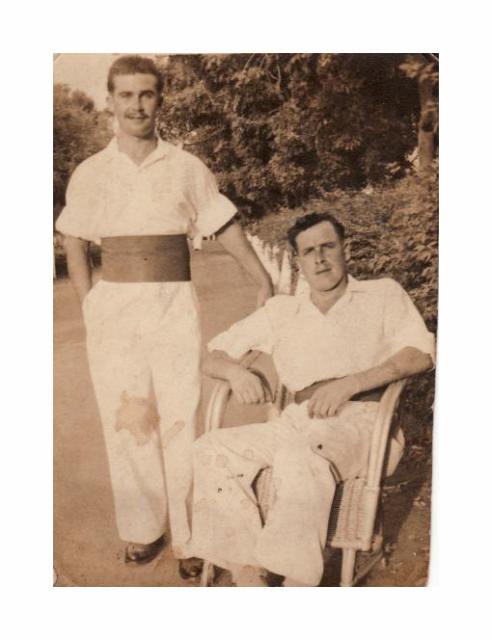 Hugh Maines (seated) and friend in Burma/India