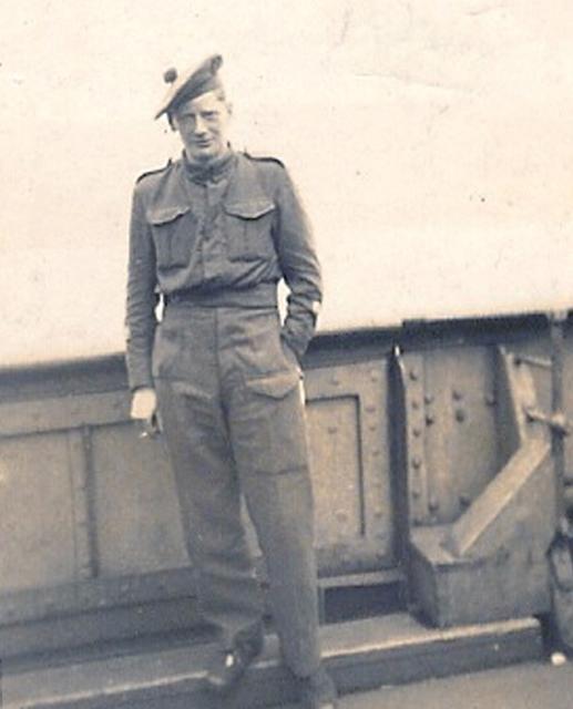 WO1 RSM Alan Moss, No.2 Cdo., on board the Ulster Monarch June 1941