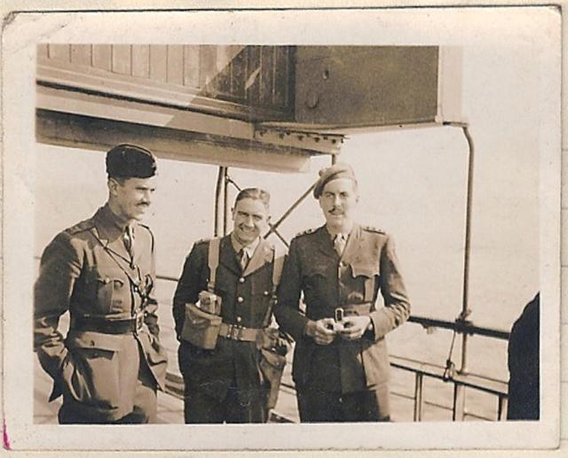 Lt Tom Peyton (left) and 2/Lt Morgan Jenkins, with Capt. Godfrey Franks (right)