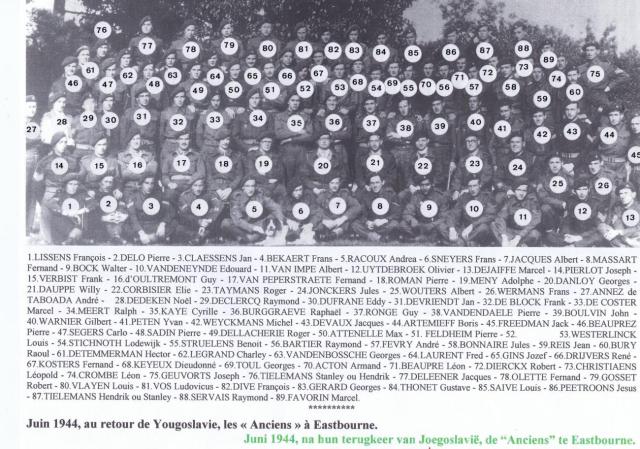 No. 10 IA Cdo 4 (Belgian) troop Eastbourne June 1944 with names