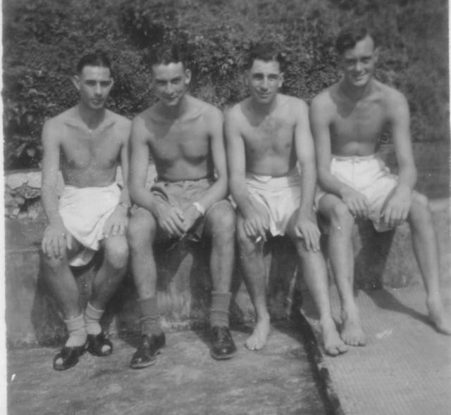Ernie Dower (on the right) and others, No.5 Commando