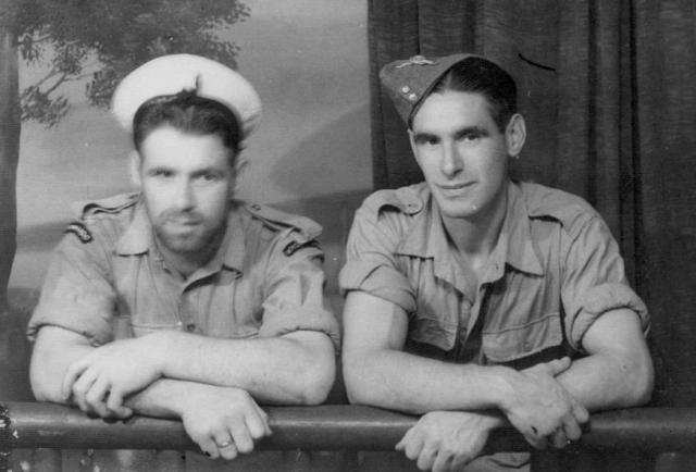 Pat Coffey RN Beach Commando, with older brother John in Alexandria.