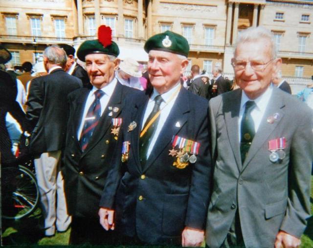 Frank Johnson (3 Cdo),  Pat 'Hammer'Hagan (45RM Cdo), and  Pete Dovey BEM (1Cdo)