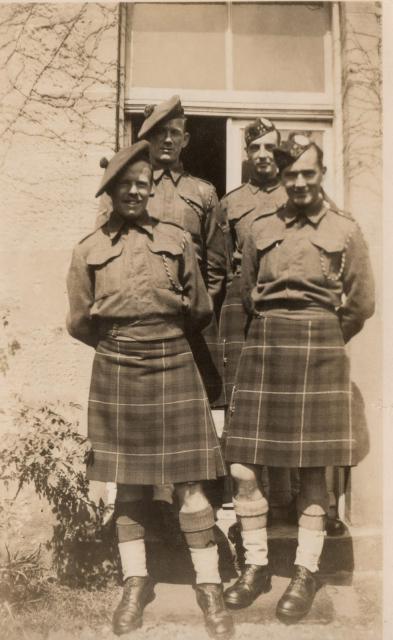No.2 Commandos Edward 'Tiny' Burke, Len Perkins, Bill 'La' Aspey, and Joe Rogers