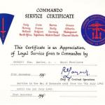 Commando Service Certificate for Jack Barlow No.2 Cdo.