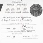 Commando Service Certificate for Pte Fallon No.5 Commando
