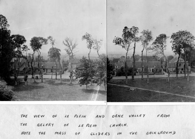 The view of Le Plein and Orne Valley from the belfry of Le Plein Church 1944 (annotated and extended)