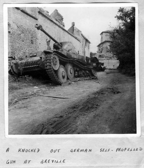 Destroyed German self propelled gun at Breville