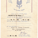 Harry Keay's SAS Certificate