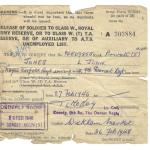 Pte Lewis John Jones No.4 Cdo.  (Release to Reserves certificate)