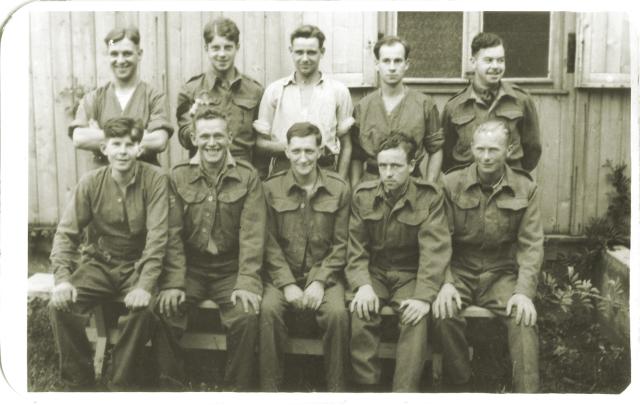 George Churcher (3 Cdo), Pete Honey (2 Cdo), Bill Hughes (2 Cdo) and others at StalagVIII B