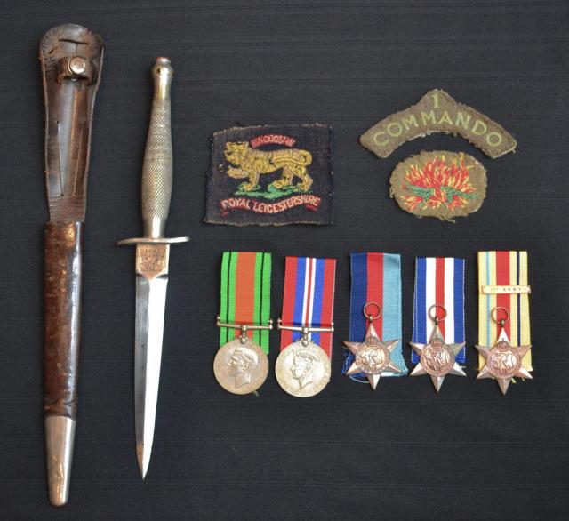 Commando knife and Memorabila of James Corrigan No. 1 Cdo