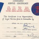 Commando Service Certificate for LCpl. Eric Groves MM