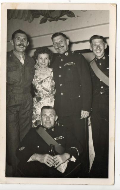 Percy Bream and his wife Beryl, CSM John Brown, and others