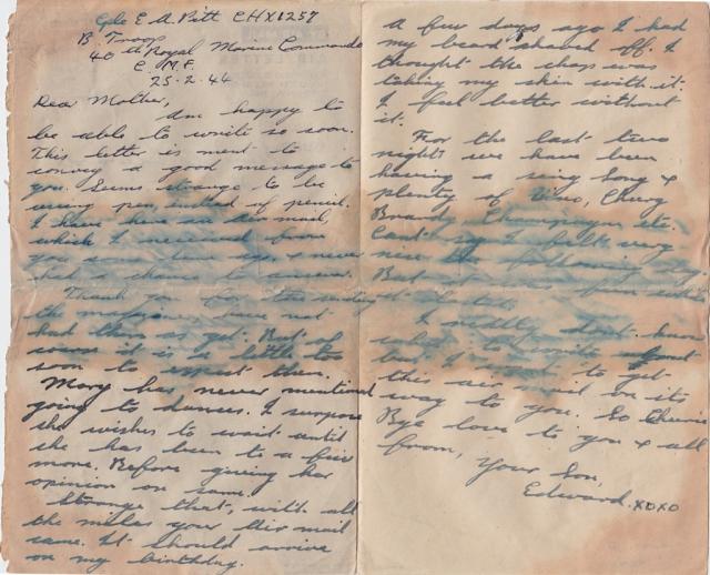 Letter home dated 25/2/44