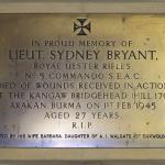 Plaque for Lieutenant Sydney Bryant, No5 Commando