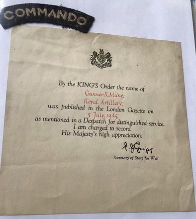 Gnr. Robert Milne No.2 Commando 5 Troop - MiD St Nazaire Raid