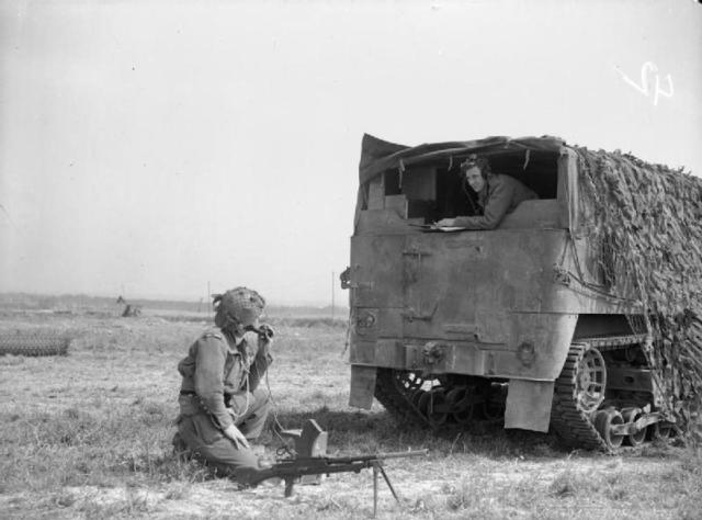 Forward Observation Bombardment armoured lorry in operation in the Sword area