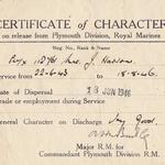 Mne John Harrow 48RM Cdo. Certificate of Character