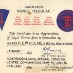 Commando Service Certificate for Major Holmes RE
