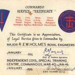 Commando Service Certificate for Major Holmes RE