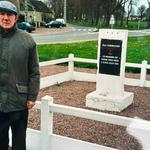 Joe Pearson at the No.6 Cdo Memorial, Le Plein, Amfreville.