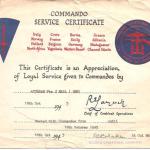Commando Service Certificate for Thomas Hall