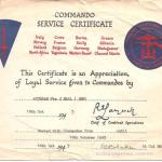 Commando Service Certificate for Thomas Hall, No.1 Cdo.